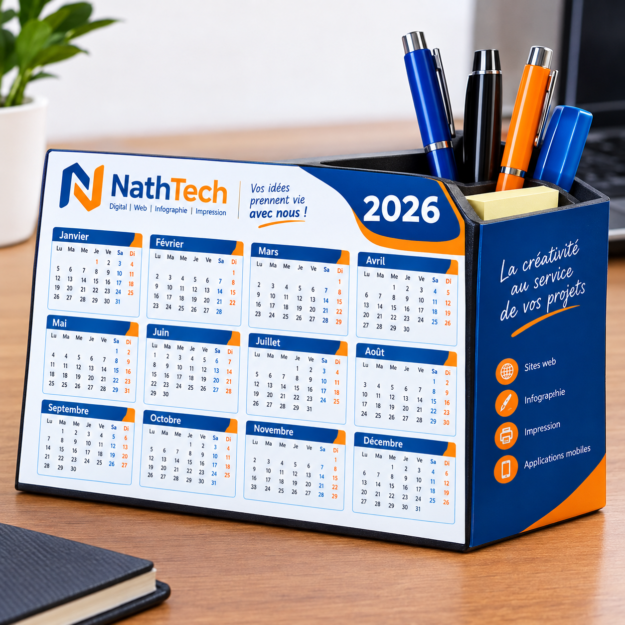 Calendrier boîte à stylo personnalisé